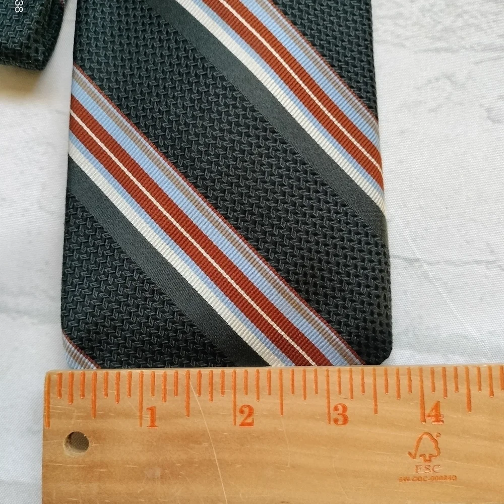 Robert Talbott Men's Striped Tie  Gray Multicolored Finest Silk Handsewn Retro